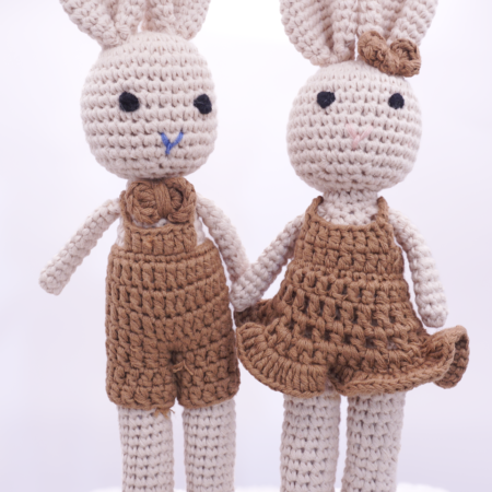 Bunny Pair Handmade Crochet 100% Cotton Stuffed Animals